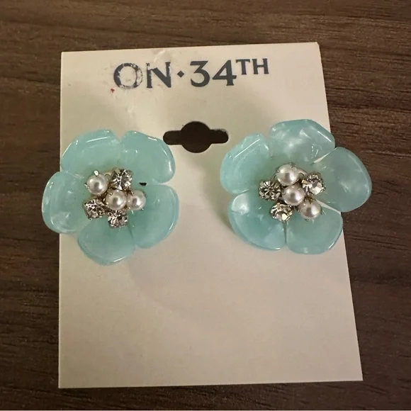 Turquoise Flower Earrings - Picture 3 of 3